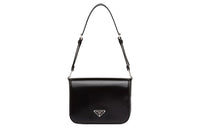 PRADA Matte Leather Shoulder Bag Crossbody Bag Women's Black