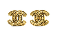 CHANEL 2012 Gold Plated Cc Clip on Earrings