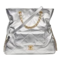CHANEL Lambskin One Shoulder Handbags Women's Silver