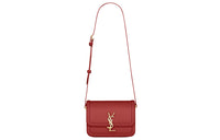SAINT LAURENT Leather Tofu Bag Crossbody Bag Shoulder Bag Small Size Women's Red
