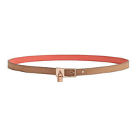 HERMES Brand Logo Rose Gold-Plated Leather Belts Unisex Brown/Red Width: 1.5cm