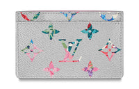 LOUIS VUITTON Card Holder Floral Monogram Silvery/Multi