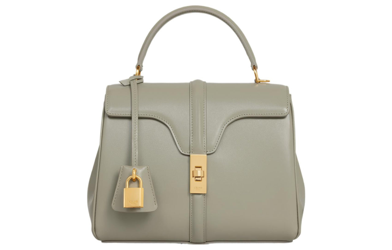 CELINE 16 Calfskin Shoulder Bag, Crossbody Bag, Handbag Trumpets Women's Green Clay