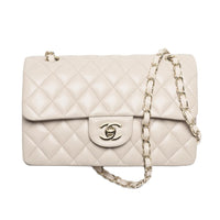 CHANEL Classic Flap CF Plaid Lambskin One Shoulder Handbags Small Size Women's Light Beige