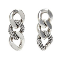 SAINT LAURENT Brass Glass Earrings Women's Silver