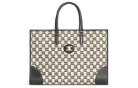 CELINE Embroidered Fabric Tote Bag Shopping Bag Handbag Shoulder Bag Women's Black