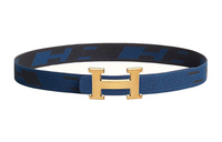 HERMES Nylon Belt Men's Blue/Black Width: 3.2cm