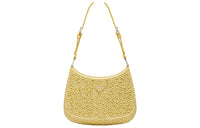 PRADA Cleo Satin Bag With Appliques Pineapple Yellow