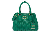 MIU MIU Leather Shoulder Bag Crossbody Bag Handbag Women's Green