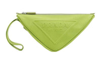 PRADA Cotton Triangle Bag Clutch Men's Feather Green