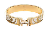 HERMES Enamel Gold-Plated Bangles Women's Gold