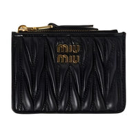 MIU MIU Leather, Quilted Nappa Leather Card Holder Women's Black