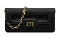 DIOR D Bubble Collection Smooth Cow Leather Handbag Shoulder Bag Women's Black