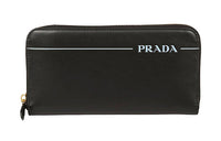 PRADA Cow Leather Clutch Wallet Men's Black