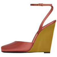 SAINT LAURENT Scandale Wedge Heel High Heels 11cm Women's Deep Rusty