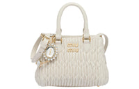 MIU MIU Nappa Leather Handbag Shoulder Bag Crossbody Bag Women's White