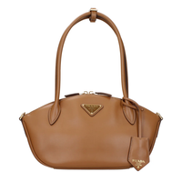 PRADA Leather Shoulder Bag Trumpets Women's Brown