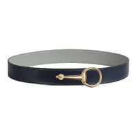 HERMES Calfskin Leather Belts Men's Blue Width: 3.8CM