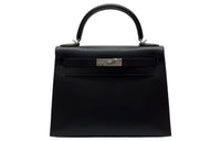 HERMES Kelly Epsom Leather Kelly Bag Handbag Women's Noir Black