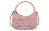 MIU MIU Threading Needle Woven Hobo Shoulder Bag, Crossbody Bag, Handbag Women's Snow Pink