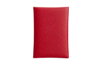 HERMES Calvi Duo Epsom Leather Card Holder Mini Women's 5X Rouge Piment Pepper Red