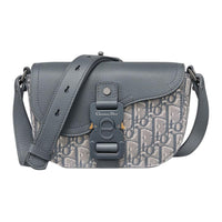 DIOR Grained Calfskin Saddle Bag, One Shoulder Crossbody Clutch Mini Men's Dark Gray