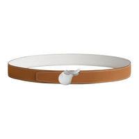 HERMES Metal Leather Belts Men's Brown 3.2CM