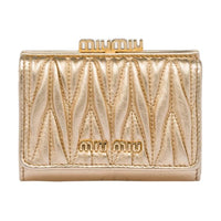 MIU MIU Matelassé Sheepskin Wallet Regular Women's Platinum