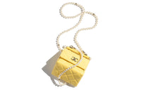 CHANEL Lambskin One Shoulder Crossbody Clutches Women's Yellow