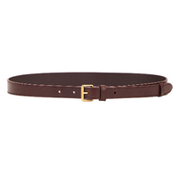 SAINT LAURENT Calfskin Brass Leather Belts Men's Brown Width: 2.5CM