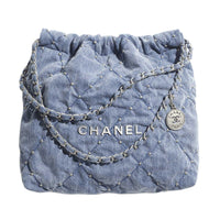 CHANEL Washed Denim Handbag, Shoulder Bag, Crossbody Bag Small Size Women's Blue