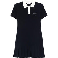 MIU MIU Logo-Embroidered Short-Sleeved Mini Polo Dress