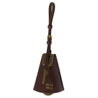 MIU MIU Leather Keychains Women's Brown