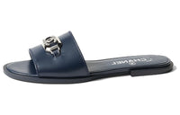 CHANEL Abrasion Resistant Slide Slippers Women's Marine Blue