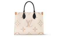 LOUIS VUITTON ONTHEGO Cow Leather Tote Bag Shopping Bag Handbag Medium Size Women's Beige