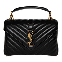 SAINT LAURENT Sheepskin Portable Crossbody Bag Shoulder Bag Medium Size Women's Black