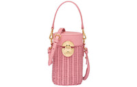 MIU MIU Wicker Shoulder Bag Women's Pink
