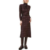 HERMES Long-Sleeved Dresses Women's Saddle Red