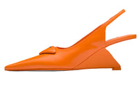 PRADA Women's Brushed Leather Slingback Pumps 'Orange'