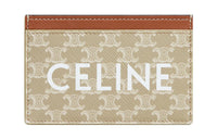 CELINE Triomphe Canvas With Lambskin Card Holder Women's Greige