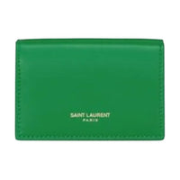 SAINT LAURENT Leather Wallet Small Size Women's Green