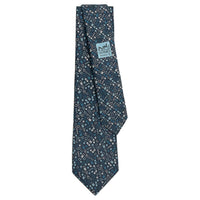 HERMES Mulberry Silk Ties Men's Marine Blue/Medium Blue