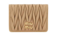 MIU MIU Quilted Leather Wallet Women's Beige