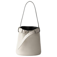 PRADA Leather Bucket Bags Shoulder Bags Women's White
