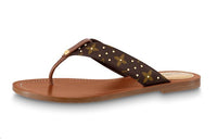 LOUIS VUITTON Genuine Leather Sole Odor-Resistant Flip Flops Men's Brown