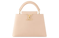 LOUIS VUITTON Leather Capusin Shoulder Crossbody Handbag Small Size Women's Beige