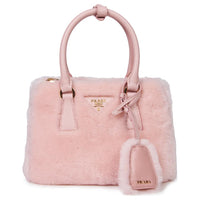 PRADA Wool Patchwork With Leather And Calfskin Handbag Women's Orchid