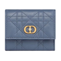 DIOR Wicker Lambskin Wallet Regular Women's Denim Blue