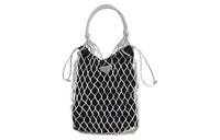 PRADA Nylon And Leather Handbag Women's White & Black