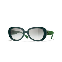 CHANEL Oval Sunglasses Unisex Green